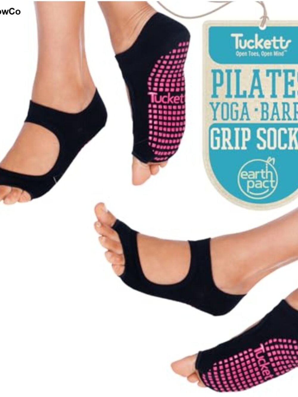 Toeless Grip Socks 2 Pack Open Toe Non Slip Pilates Yoga Barre